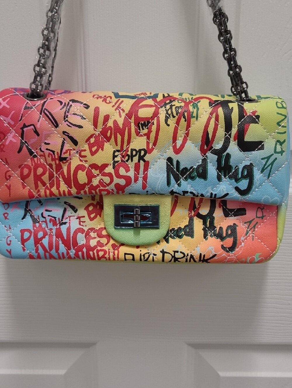Graffiti Multicolor Shoulder Bag  Med Size Designer Style